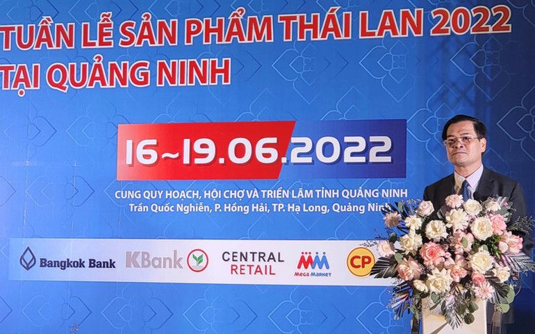 Lãnh đạo Ủy ban nhân dân tỉnh Quảng Ninh phát biểu tại sự kiện. Tổ chức Tuần lễ sản phẩm Thái Lan 2022 tại Quảng Ninh -0