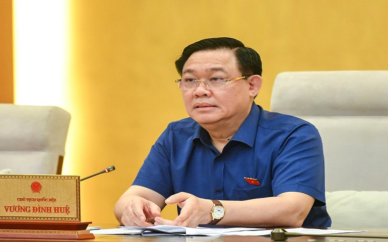 Chủ tịch Quốc hội Vương Đình Huệ phát biểu ý kiến tại phiên họp. (Ảnh: Duy Linh) Bố trí vốn tập trung, tránh dàn trải đối với ba Chương trình mục tiêu quốc gia -0