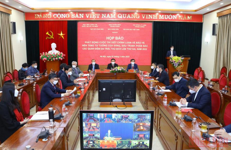 Quang cảnh lễ phát động cuộc thi viết chính luận về bảo vệ nền tảng tư tưởng của Đảng. Phát động cuộc thi viết chính luận về bảo vệ nền tảng tư tưởng của Đảng -0