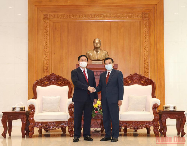 Lãnh đạo cấp cao Đảng, Nhà nước Lào tiếp Đoàn đại biểu cấp cao Ban Tuyên giáo Trung ương Đảng -0