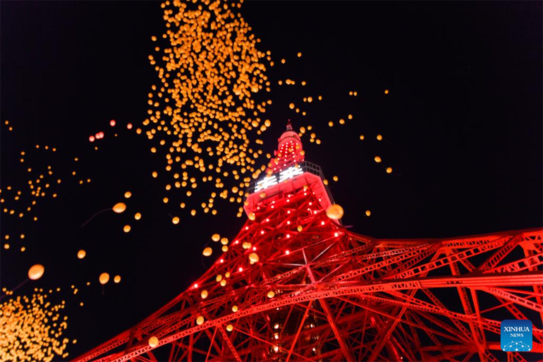 Tháp Tokyo lung linh trong đêm Giao thừa. (Ảnh: Tân Hoa xã) New Year -0