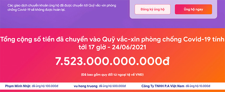 Quỹ Vaccine phòng chống Covid-19 đã tiếp nhận hơn 7.500 tỷ đồng -0