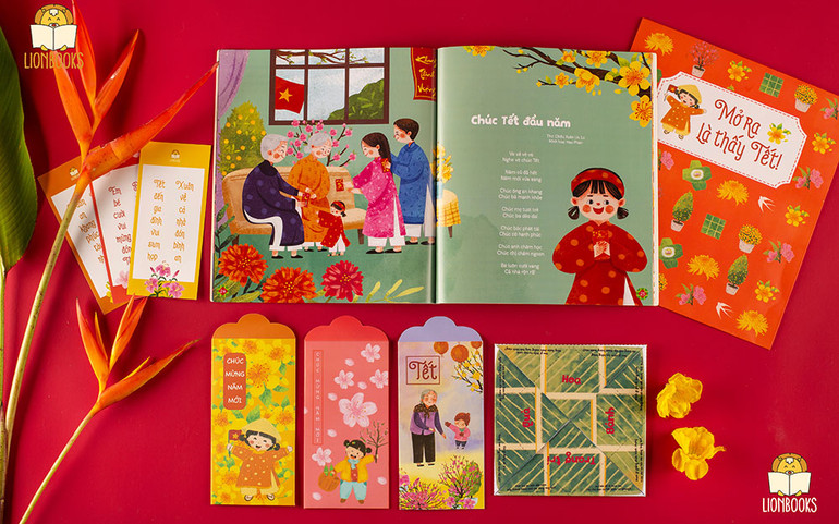 Bộ "Đón Tết về nhà" và "Xin chào, Tết ơi” của Lion Books. (Ảnh: Lion Books) Sách Tết “đến hẹn lại lên” -0