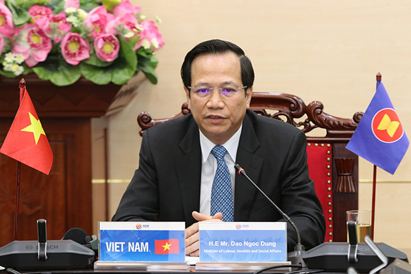 Bộ trưởng Đào Ngọc Dung chia sẻ tại Hội nghị. Việt Nam dự Hội nghị Bộ trưởng Lao động ASEAN lần thứ 26 và Hội nghị Bộ trưởng Lao động ASEAN+3 lần thứ 11 -0