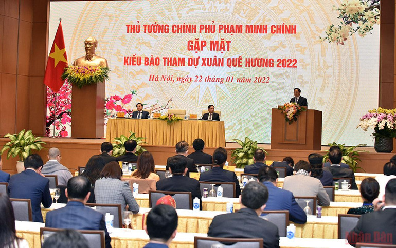 Quang cảnh buổi gặp mặt. Thủ tướng Phạm Minh Chính gặp mặt kiều bào dự Xuân Quê hương năm 2022 -0