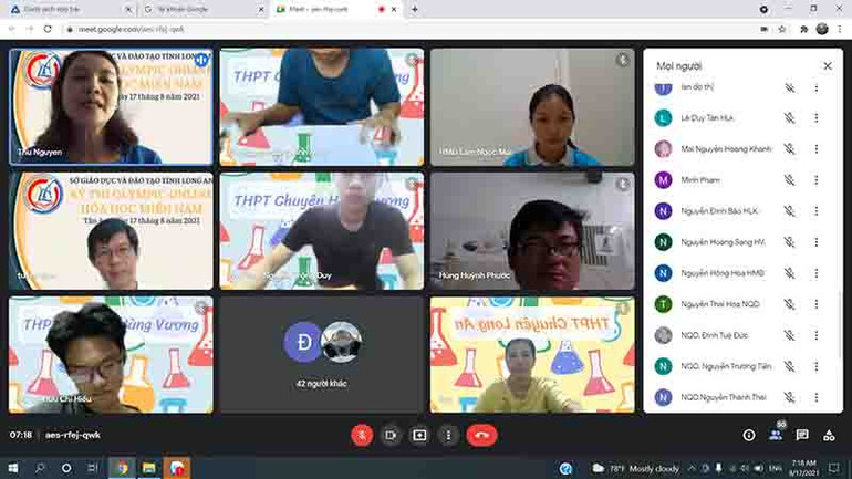 Học sinh trường THPT chuyên Long An tại cuộc thi Olympic online môn Hóa học dành cho các trường THPT chuyên khu vực phía nam. Dạy và học trong đại dịch ở Long An -0