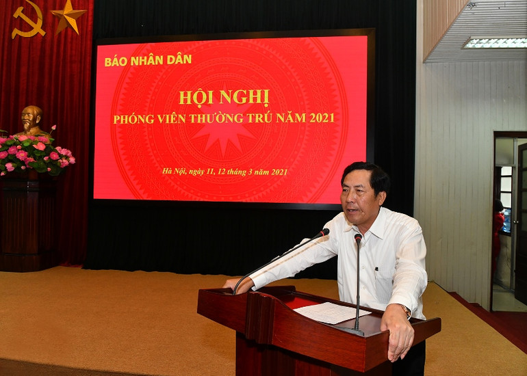 Tổng Biên tập Thuận Hữu phát biểu tại Hội nghị. Đưa công tác phóng viên thường trú ngày càng hiệu quả hơn -0