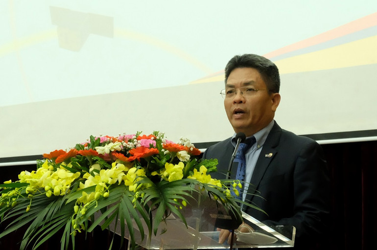 PGS, TS Phạm Anh Tuấn, Tổng giám đốc VNSC phát biểu. Lễ kỷ niệm 10 năm thành lập Trung tâm Vũ trụ Việt Nam -0