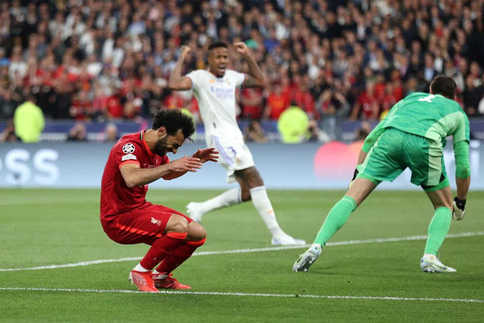 Salah bất lực trước sự xuất sắc của Courtois. (Ảnh: Getty) Real Madrid vô địch Champions League lần thứ 14 -0