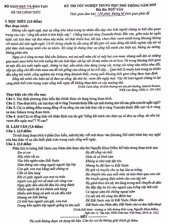 “Trân trọng cuộc sống mỗi ngày” vào đề thi Ngữ văn -0
