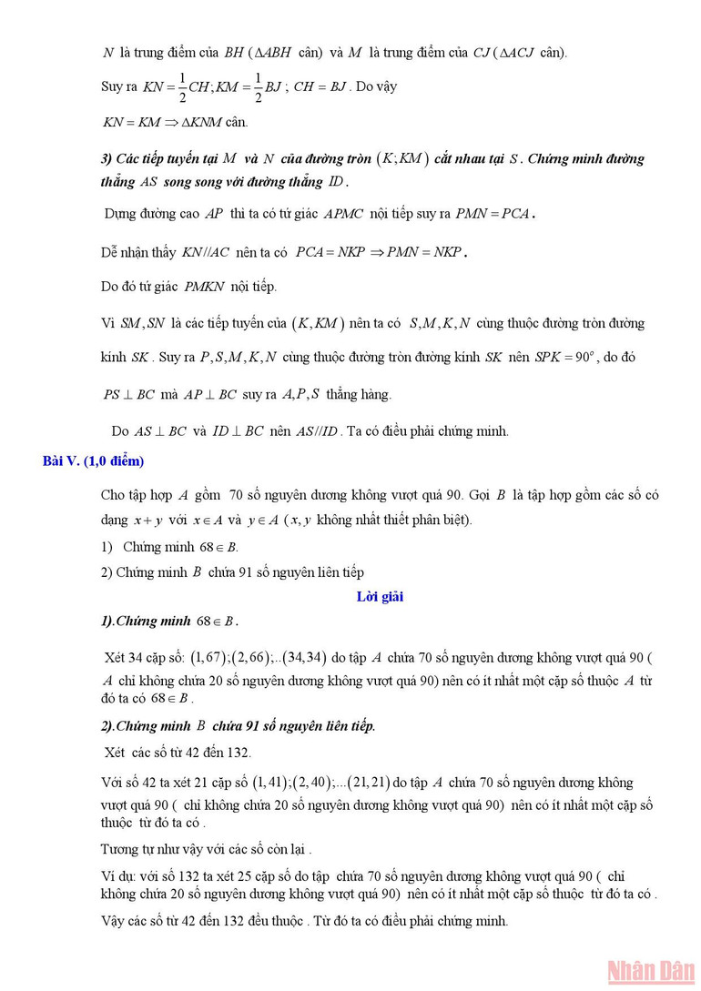 Gợi ý giải đề Toán chuyên thi lớp 10 của Hà Nội -5