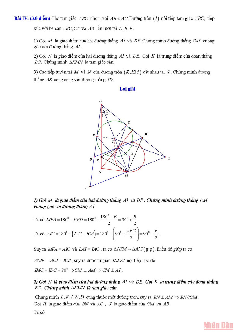 Gợi ý giải đề Toán chuyên thi lớp 10 của Hà Nội -4