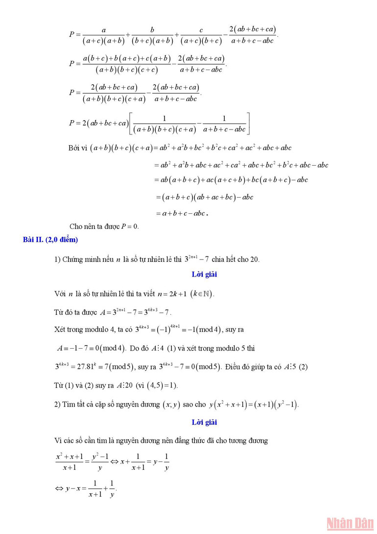 Gợi ý giải đề Toán chuyên thi lớp 10 của Hà Nội -1