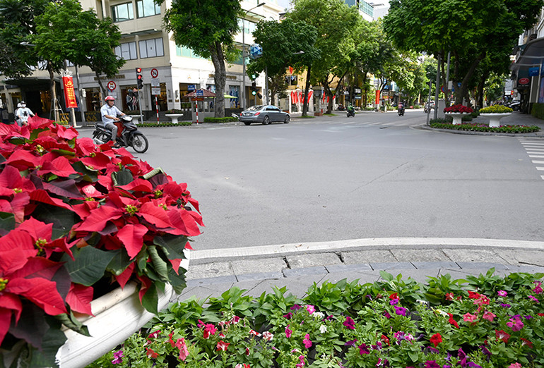 Đường phố Hà Nội rực rỡ cờ hoa chào mừng các sự kiện lớn -0