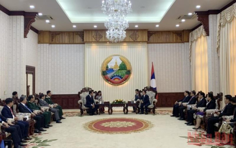 Đồng chí Nguyễn Văn Nên chào xã giao lãnh đạo cấp cao Đảng, Nhà nước Lào -0