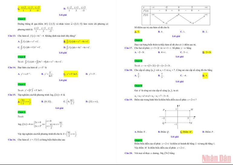 Gợi ý lời giải đề thi môn Toán thi tốt nghiệp trung học phổ thông đợt 2 -5