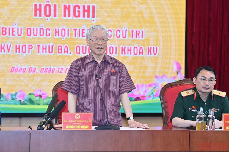 Hình ảnh Tổng Bí thư Nguyễn Phú Trọng tiếp xúc cử tri Thành phố Hà Nội -0