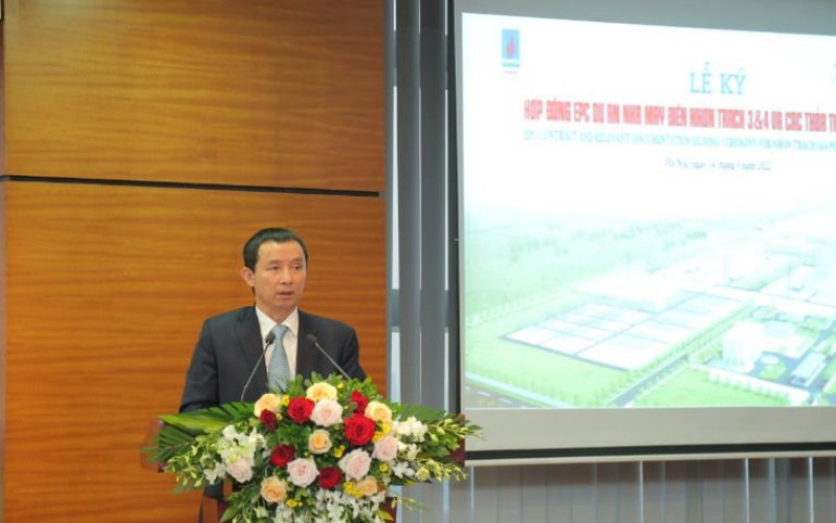 Chủ tịch PV Power Hồ Công Kỳ phát biểu tại buổi lễ. Ký hợp đồng EPC dự án Nhà máy điện Nhơn Trạch 3 và 4 -0