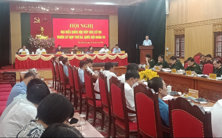 Toàn cảnh buổi tiếp xúc cử tri. Đại tướng Phan Văn Giang tiếp xúc cử tri Thái Nguyên -0