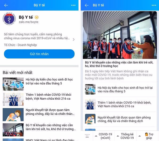 Zalo của Bộ Y tế đã gửi hơn 3,5 tỷ thông báo về Covid-19 đến người dân -0