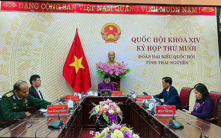 Điểm cầu Đoàn đại biểu Quốc hội tỉnh Thái Nguyên tại phiên khai mạc. Chính thức khai mạc kỳ họp thứ 10, Quốc hội khóa XIV -0