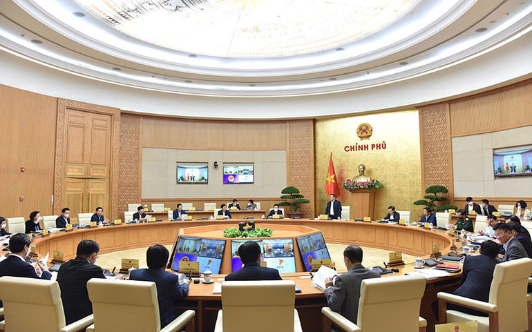 Quang cảnh phiên họp. Thủ tướng Phạm Minh Chính chủ trì phiên họp Chính phủ chuyên đề về xây dựng pháp luật -0