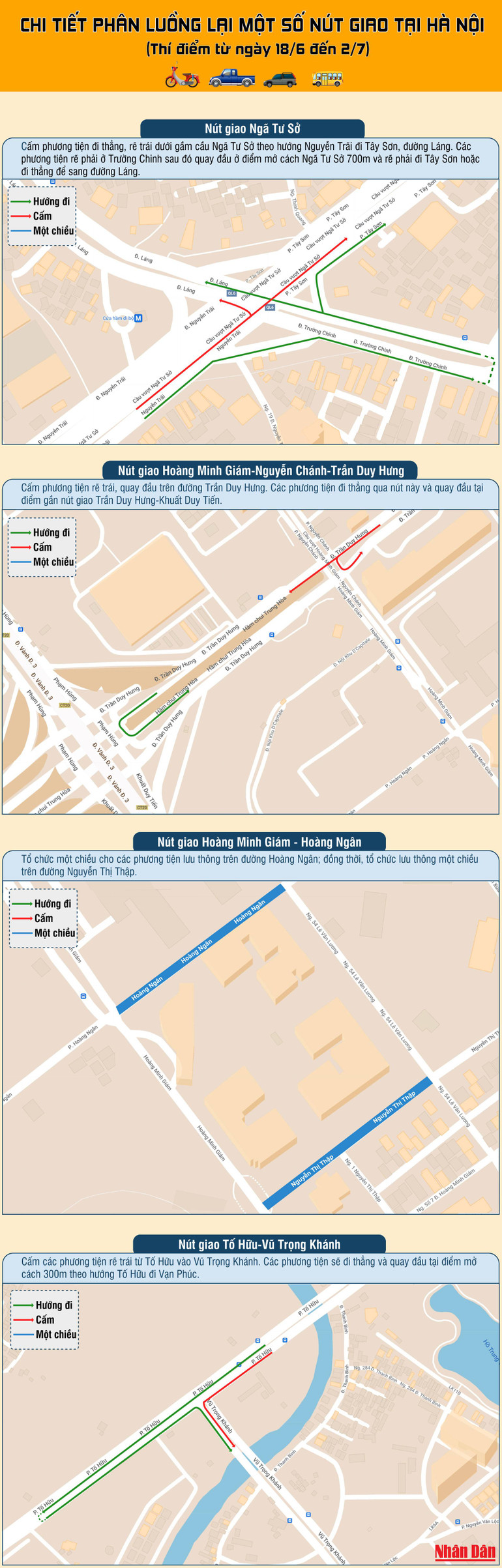 Chi tiết phân luồng lại một số nút giao tại Hà Nội -0