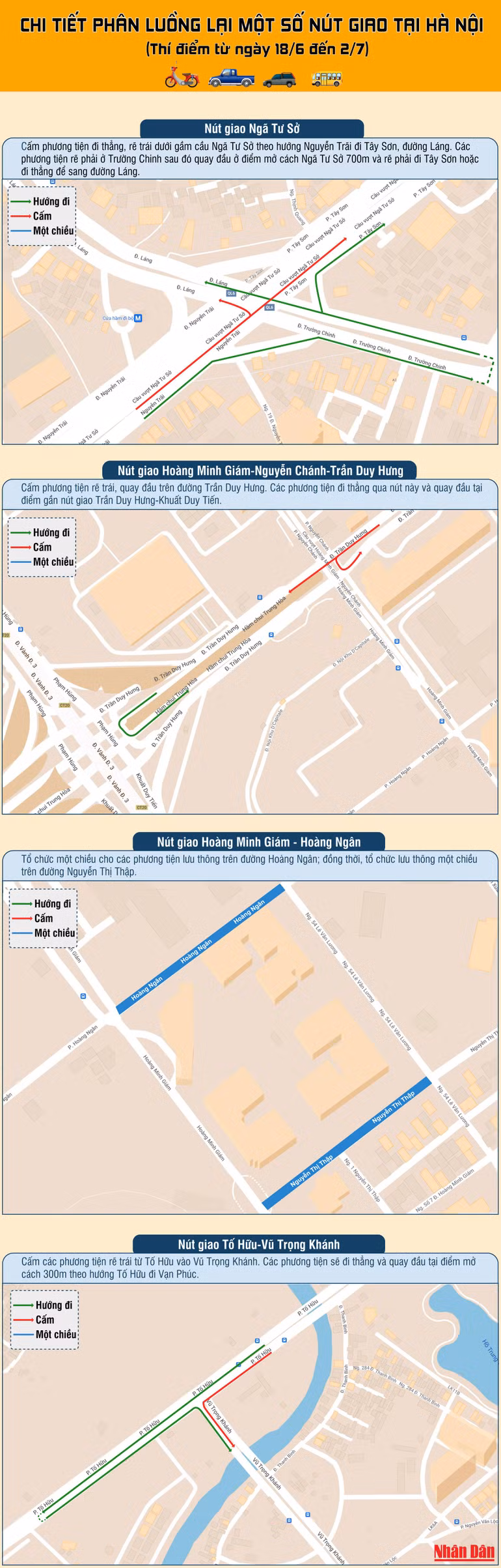 Chi tiết phân luồng lại một số nút giao tại Hà Nội -0