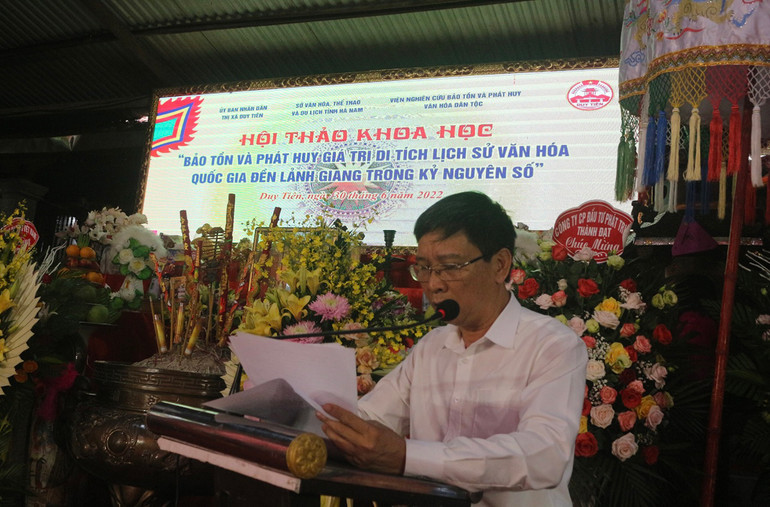 Đại diện lãnh đạo Sở Văn hóa,Thể thao và Du Lịch tham luận tại Hội thảo. Hội thảo khoa học “Bảo tồn và phát huy giá trị di tích lịch sử văn hóa Quốc gia đền Lảnh Giang trong Kỷ nguyên số” -0