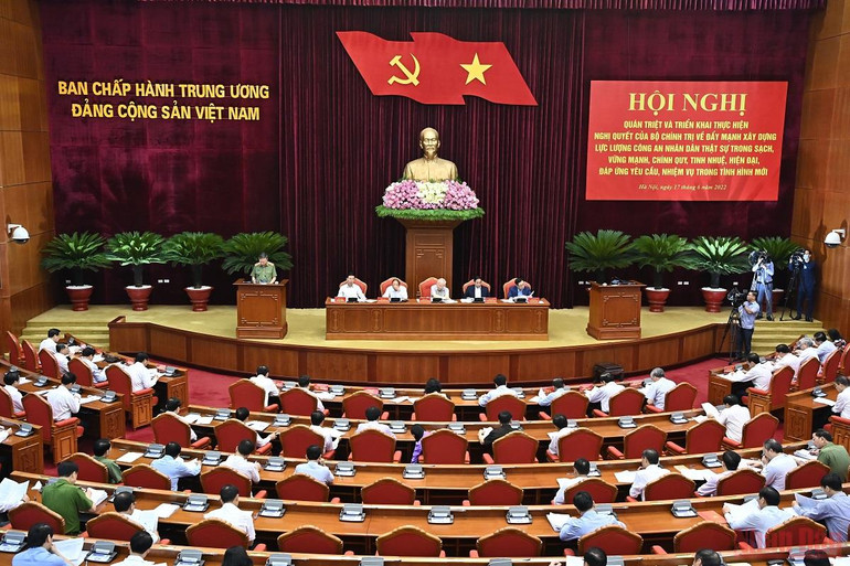 Quang cảnh Hội nghị. Hội nghị Bộ Chính trị về xây dựng lực lượng Công an nhân dân -0