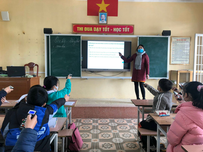 Một lớp học thông minh được triển khai tại Trường Tiểu học và Trung học cơ sở An Vũ (Quỳnh Phụ, tỉnh Thái Bình). Mô hình “Trường học hạnh phúc” ở An Vũ -0