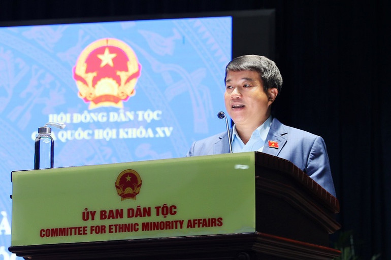 Chủ tịch Hội đồng Dân tộc của Quốc hội Y Thanh Hà Niê Kđăm phát biểu tại buổi gặp mặt. Nâng cao hiệu quả phối hợp giữa Ủy ban Dân tộc và Hội đồng Dân tộc của Quốc hội -0