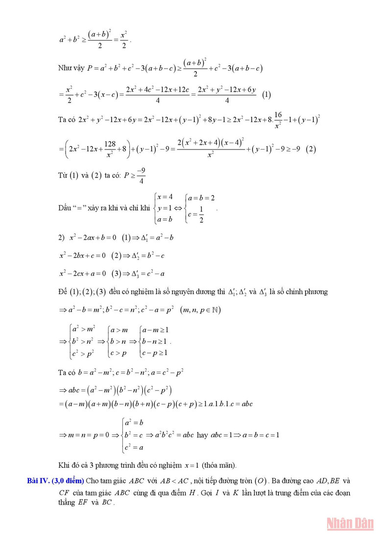 Gợi ý giải đề Toán thi vào lớp 10 chuyên Tin học -3