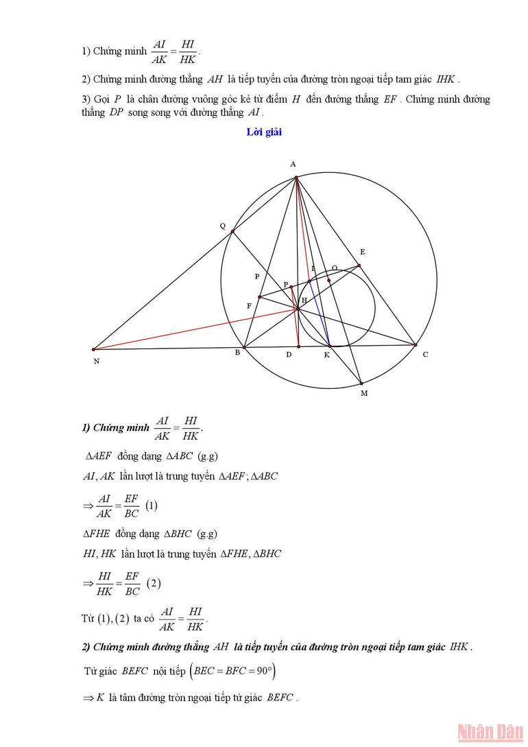 Gợi ý giải đề Toán thi vào lớp 10 chuyên Tin học -4