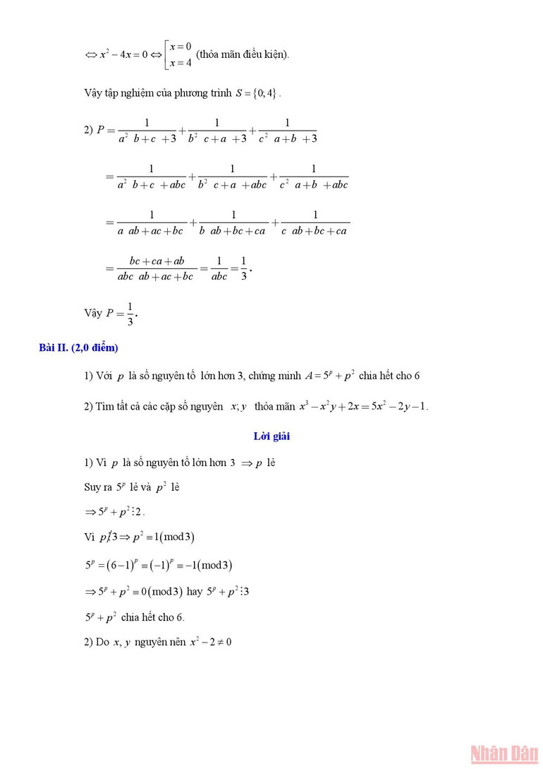 Gợi ý giải đề Toán thi vào lớp 10 chuyên Tin học -1