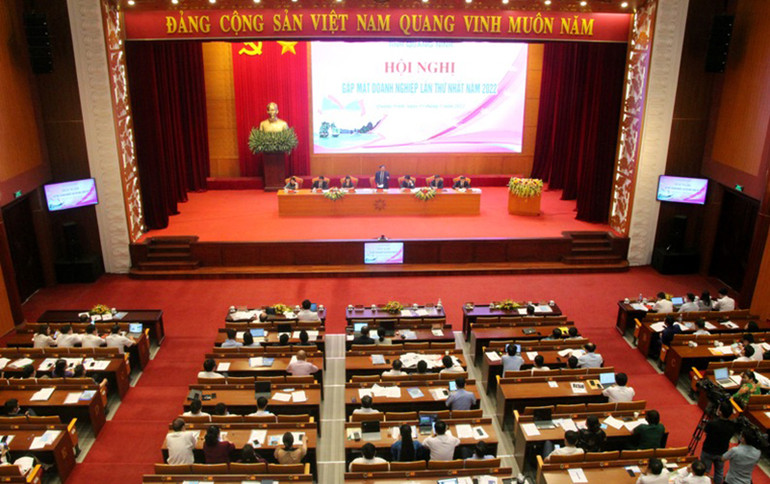 Quang cảnh hội nghị gặp mặt tháo gỡ khó khăn cho doanh nghiệp tỉnh Quảng Ninh năm 2022. Quảng Ninh tiếp tục tháo gỡ khó khăn cho doanh nghiệp -0