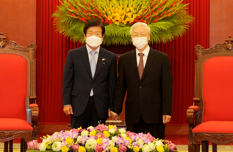 Tổng Bí thư, Chủ tịch nước Nguyễn Phú Trọng tiếp Chủ tịch Quốc hội Hàn Quốc -0