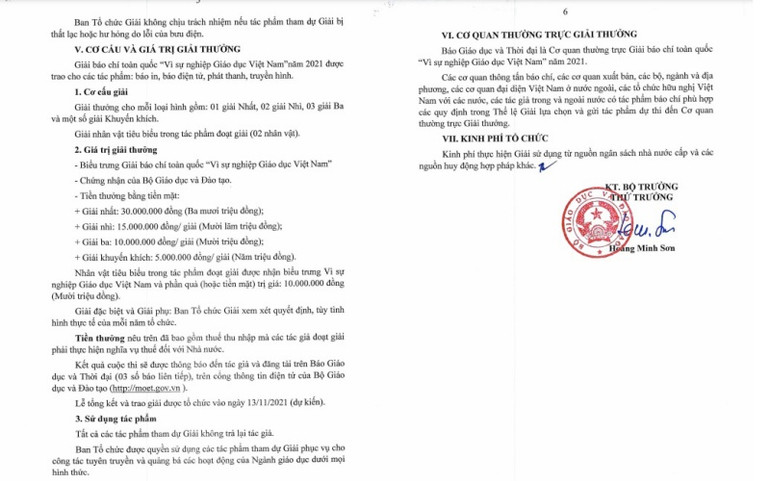 Thể lệ Giải báo chí “Vì sự nghiệp Giáo dục Việt Nam” năm 2021 ảnh 4 trang3-1632129449407.jpg