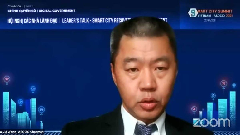 Ông David Wong, Chủ tịch ASOCIO phát biểu. Đô thị thông minh phải gắn liền với chuyển đổi số -0