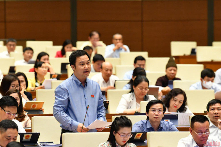 Đại biểu Cao Mạnh Linh phát biểu tại phiên thảo luận của Quốc hội chiều 14/6. (Ảnh: LINH NGUYÊN) Hoàn thiện các quy định pháp luật về phòng, chống bạo lực gia đình -0