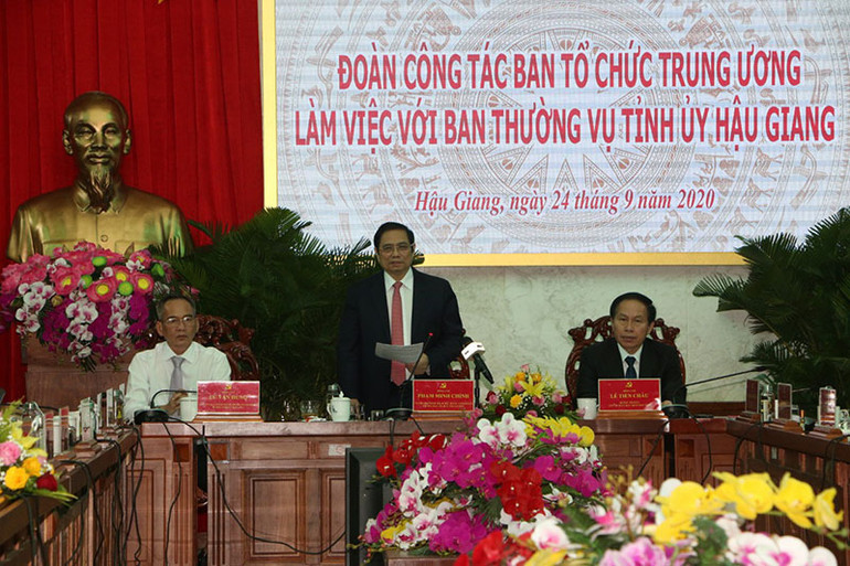 Đồng chí Phạm Minh Chính phát biểu chỉ đạo tại buổi làm việc. Hậu Giang cần làm tốt hơn nữa công tác cán bộ -0