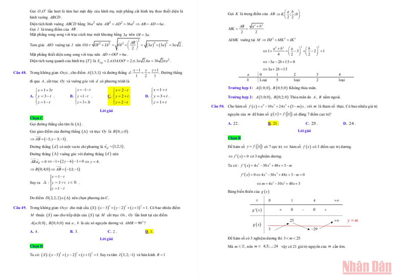 Gợi ý lời giải đề thi môn Toán thi tốt nghiệp trung học phổ thông đợt 2 -8