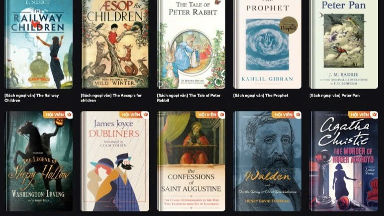 Một số tác phẩm nổi tiếng đang được ứng dụng tính năng đọc-dịch song song.