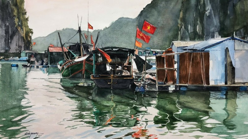 Trích từ một tác phẩm về biển của họa sĩ Nguyễn Đức Quang.