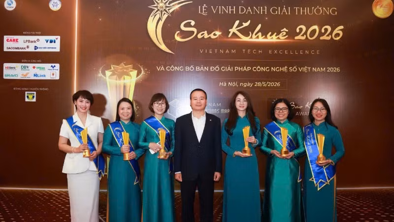 Đại diện một số đơn vị BIDV tại Lễ trao giải Sao Khuê 2026.