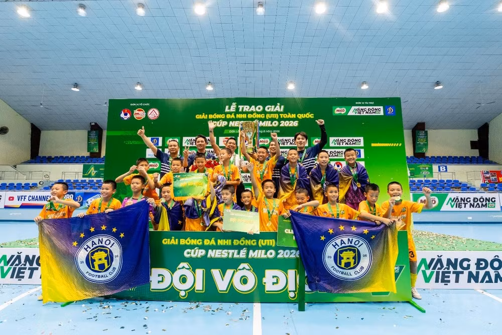 U11 CLB Bóng đá Hà Nội giành chức vô địch mùa giải 2026. (Nguồn ảnh: Ban tổ chức)