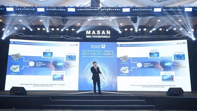 Ông Danny Le, Chủ tịch Hội đồng quản trị Masan High-Tech Materials phát biểu ý kiến tại Đại hội đồng cổ đông năm 2026 diễn ra ngày 16/4.