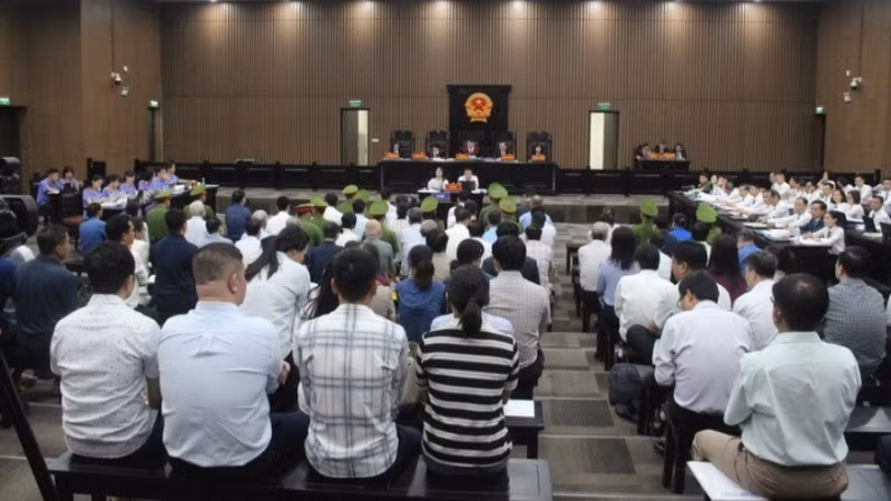 Quang cảnh phiên xét xử sơ thẩm.