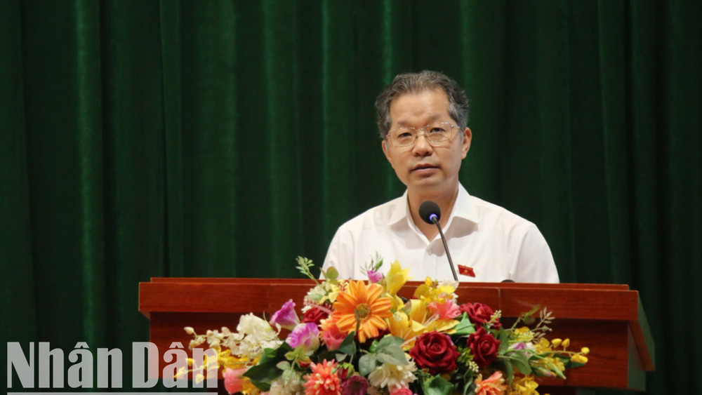 Bí thư Thành ủy Nguyễn Văn Quảng phát biểu tiếp thu các ý kiến, kiến nghị của cử tri thành phố. fb5e92bd75f7c3a99ae6-9906.jpg