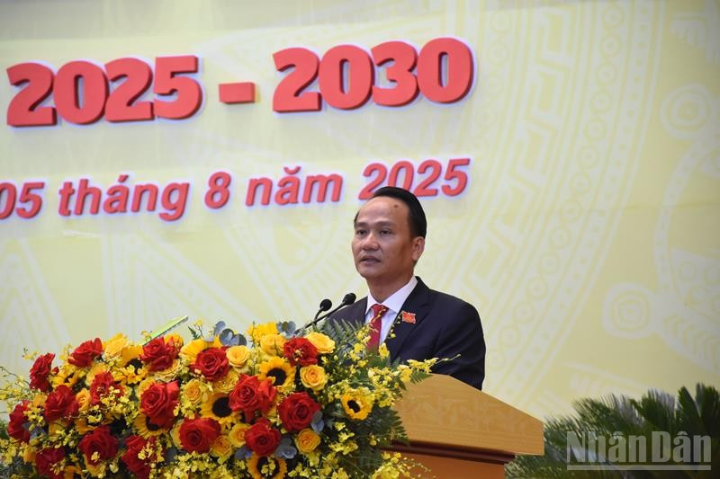 Phó Bí thư Thường trực Thành ủy, Bí thư Đảng ủy Các cơ quan Đảng thành phố Nguyễn Đình Vĩnh phát biểu tại đại hội. ndo_br_dsc-2513.jpg